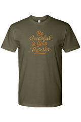 Dark olive green Thanksgiving t-shirt with 