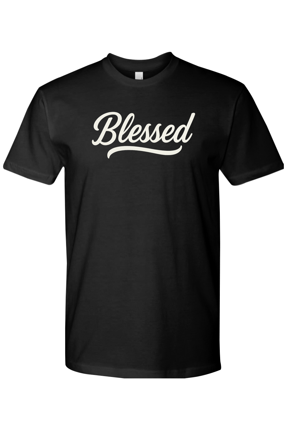 Black Thanksgiving t-shirt with "Blessed" text with a wavy underline trendy fall holiday short sleeve shirt