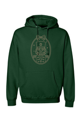 Dark green Christmas hoodie with a feminine nutcracker bow design cute trendy girly holiday long sleeve hooded sweatshirt