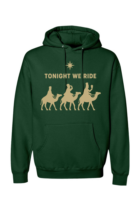 Dark green religious Christmas hoodie with 