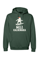 Pine green Christmas hoodie with Santa surfing and 