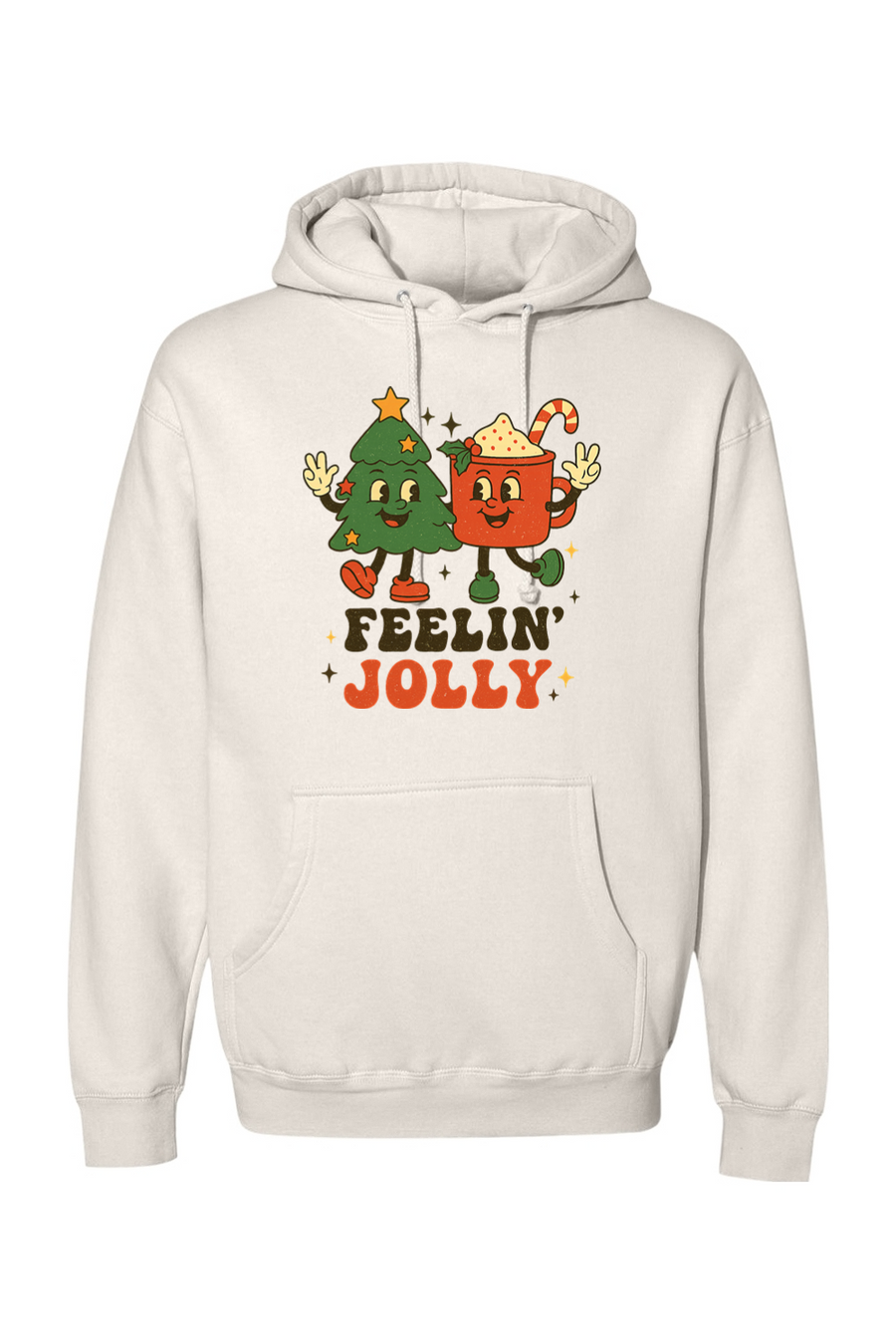 Beige Christmas hoodie with 