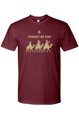 Maroon religious Christmas t-shirt with 