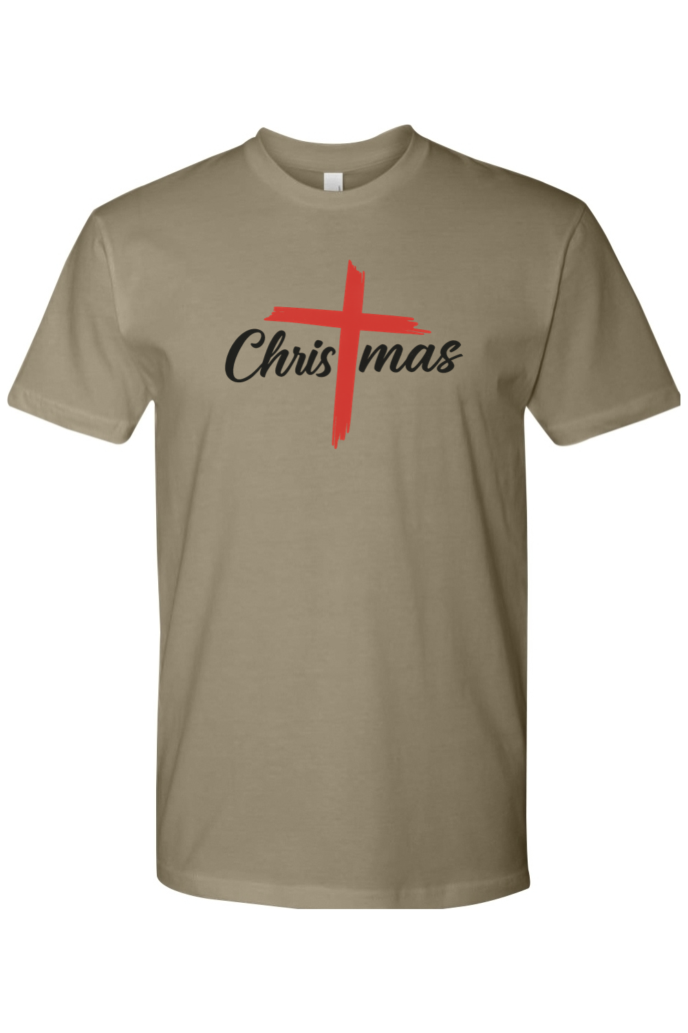 Olive green Christmas Cross t-shirt Jesus Christian holiday faith short sleeve shirt