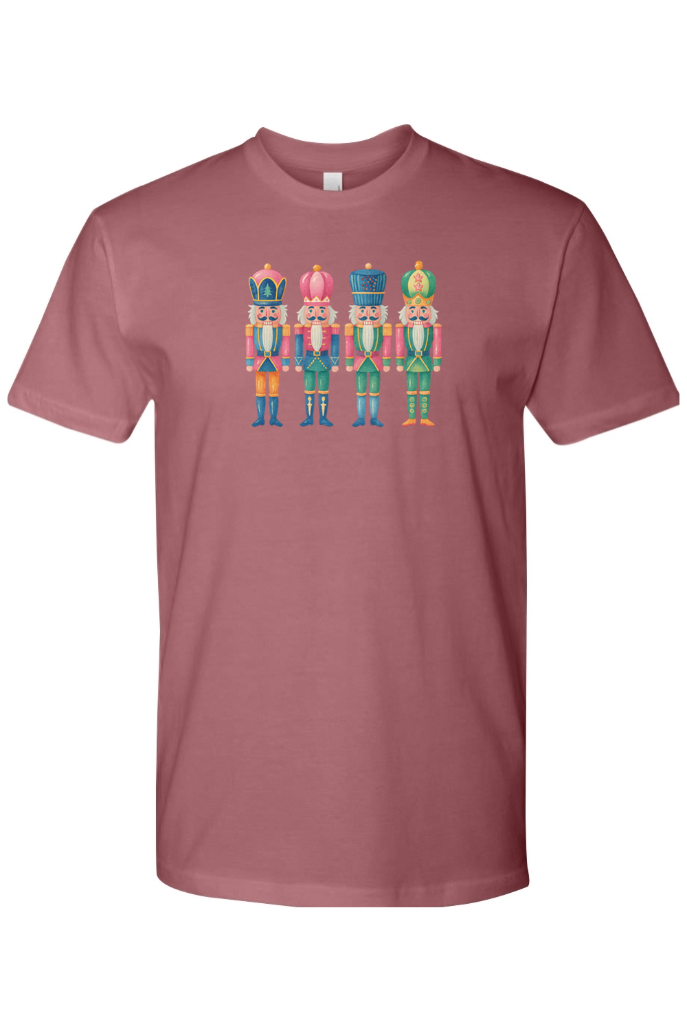 Mauve dark pink Christmas nutcracker colorful design cute festive holiday short sleeve shirt