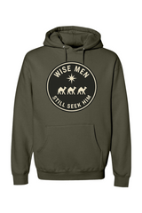 Olive green religious Christmas hoodie with 
