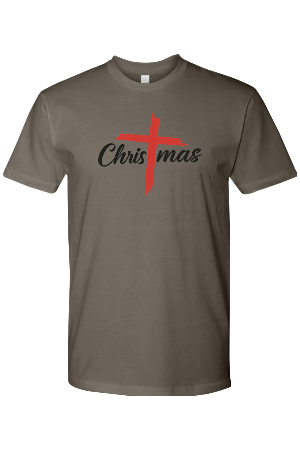 Dark grey gray Christmas Cross t-shirt Jesus Christian holiday faith short sleeve shirt