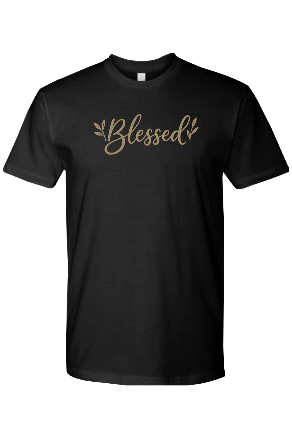 Black Thanksgiving t-shirt with "Blessed" text and leaf design cute trendy fall holiday short sleeve shirt