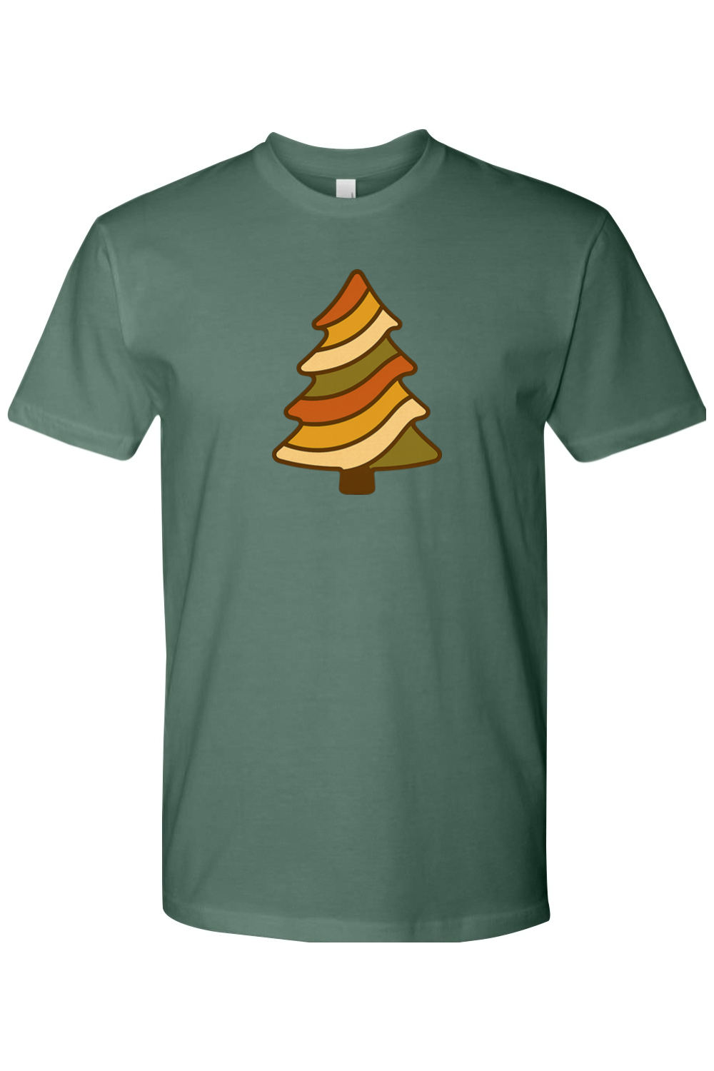 Pine green vintage Christmas t-shirt with a retro wavy Christmas tree design cute trendy holiday short sleeve shirt