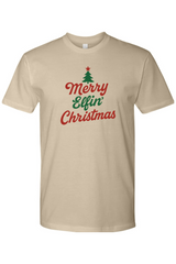 Dark beige Christmas t-shirt with 