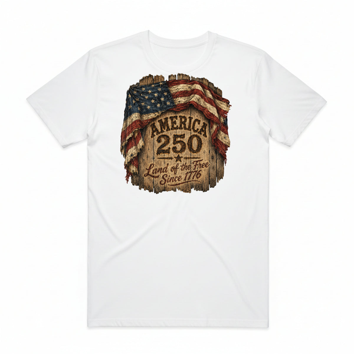 America 250 Barnwood Flag T-Shirt