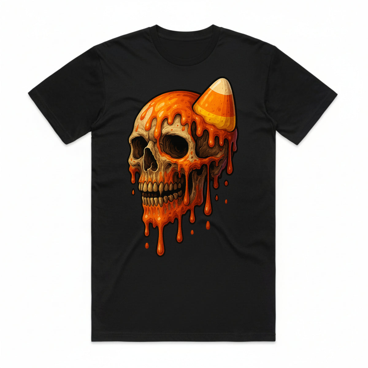 Candy Corn Drip Skull T-Shirt