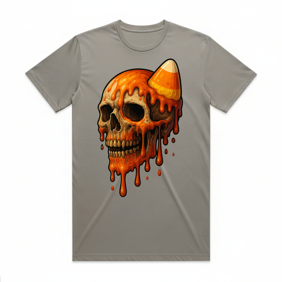 Candy Corn Drip Skull T-Shirt