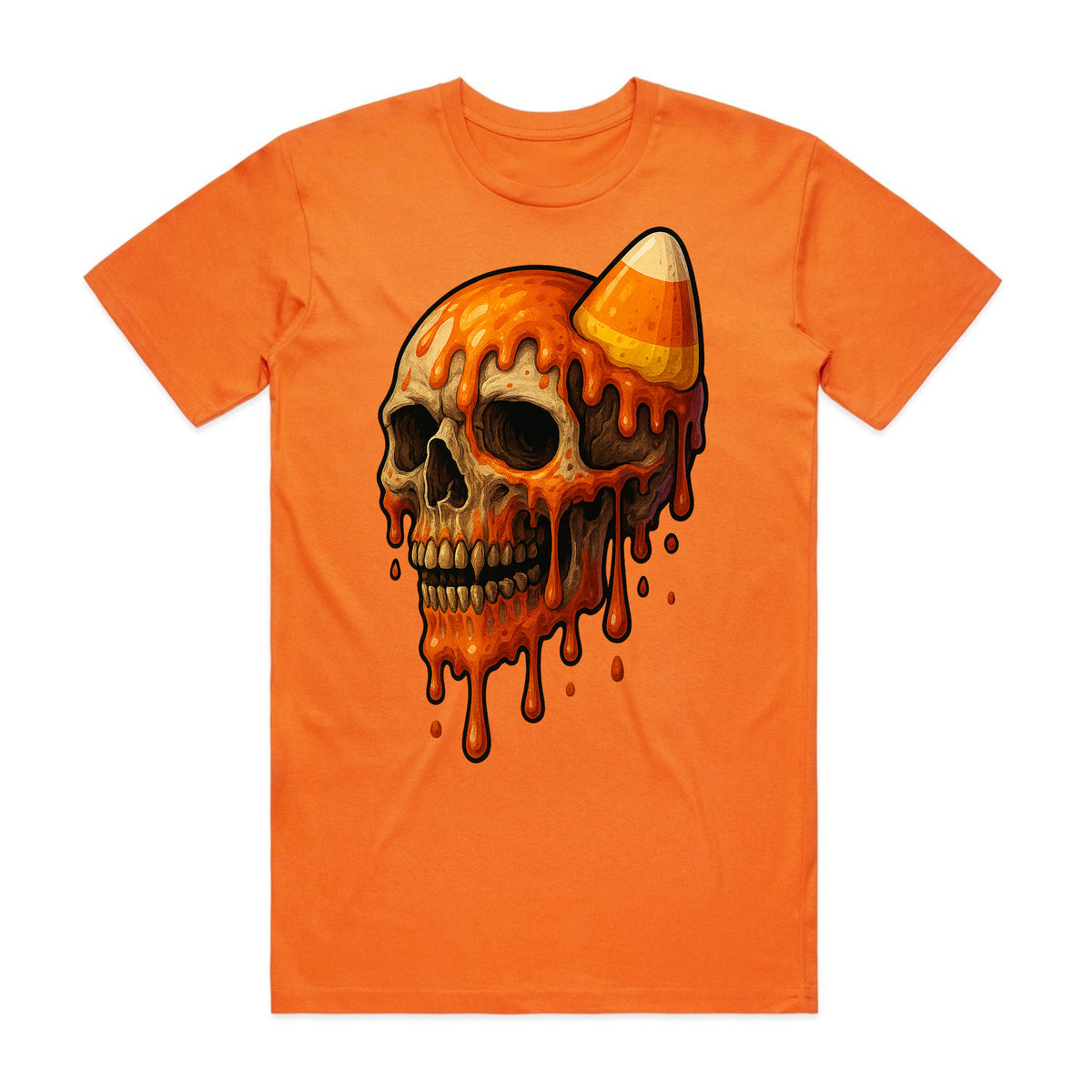 Candy Corn Drip Skull T-Shirt