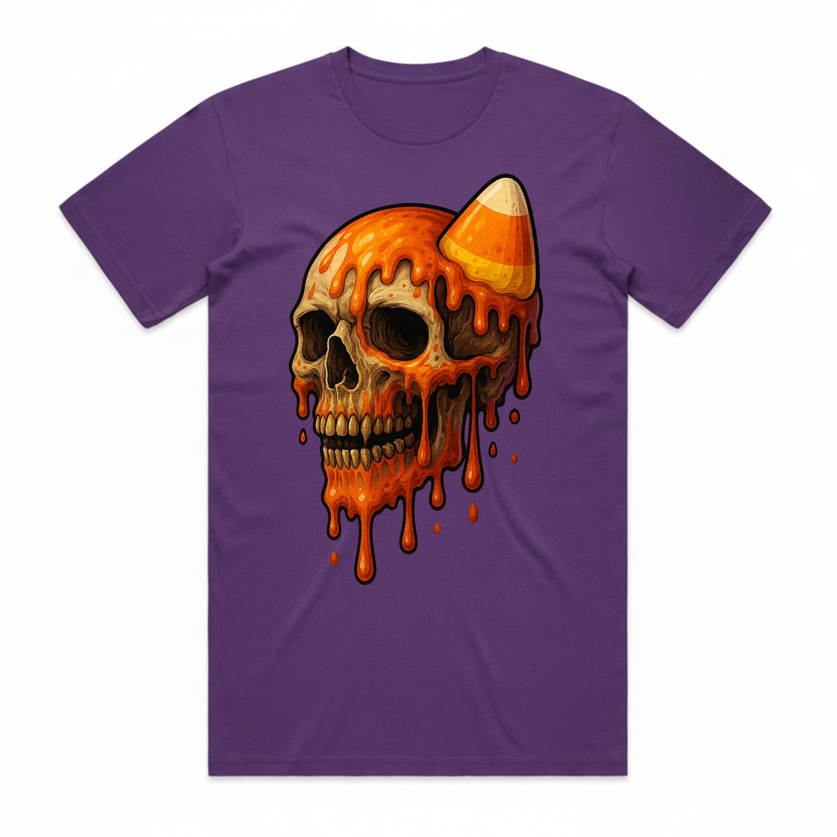 Candy Corn Drip Skull T-Shirt
