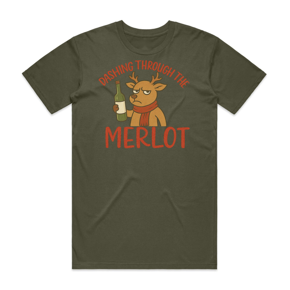 Dashing Through the Merlot Christmas Reindeer T-Shirt