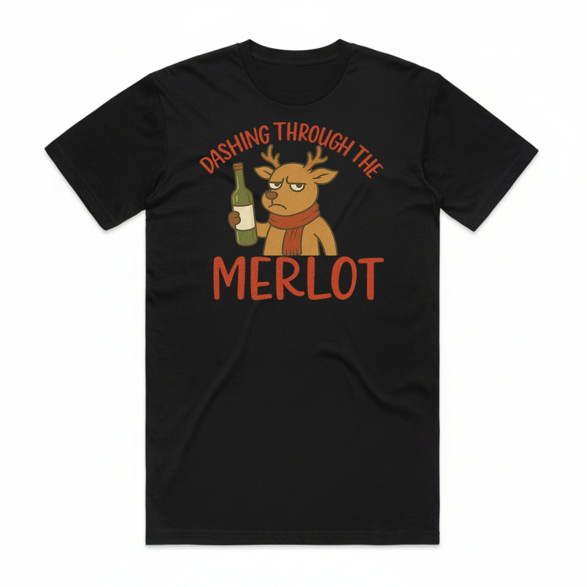 Dashing Through the Merlot Christmas Reindeer T-Shirt