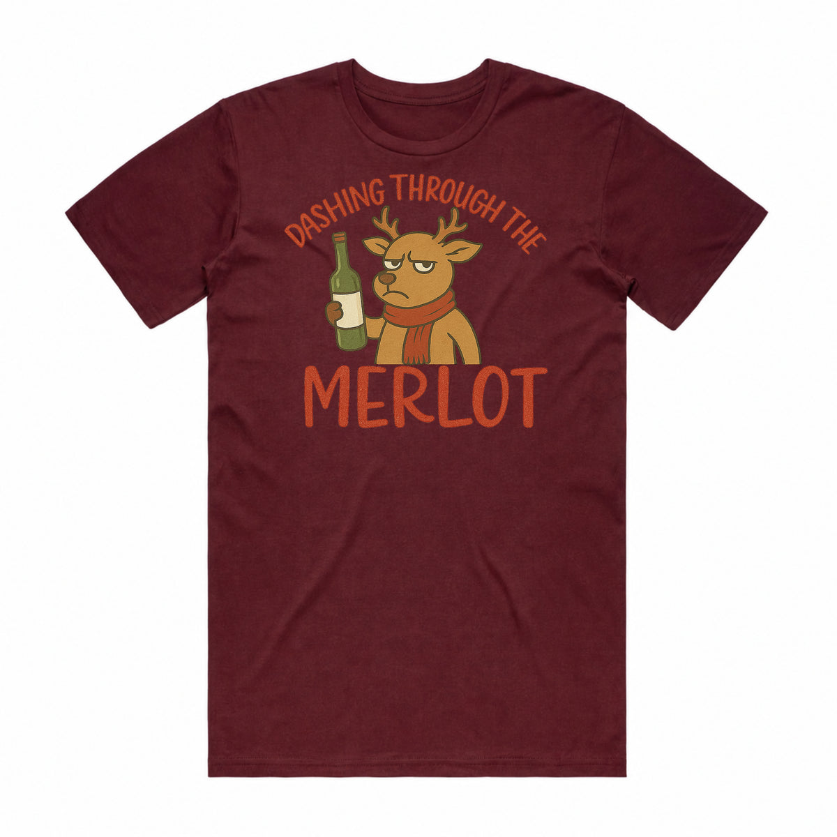 Dashing Through the Merlot Christmas Reindeer T-Shirt