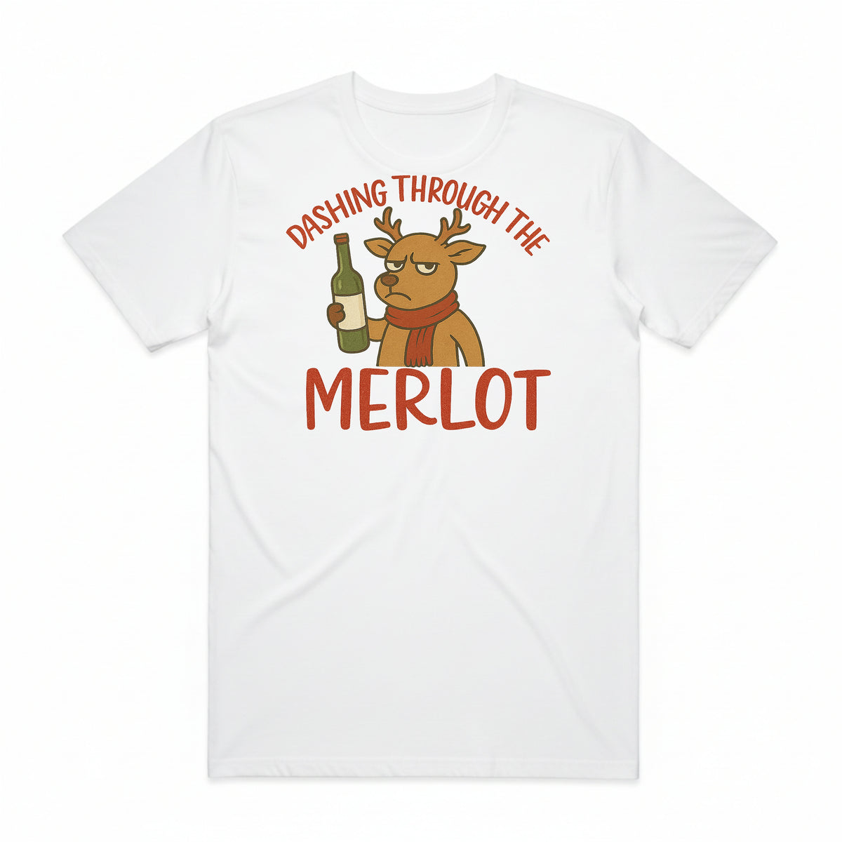 Dashing Through the Merlot Christmas Reindeer T-Shirt