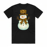 Festive Leopard Print Snowman T-Shirt