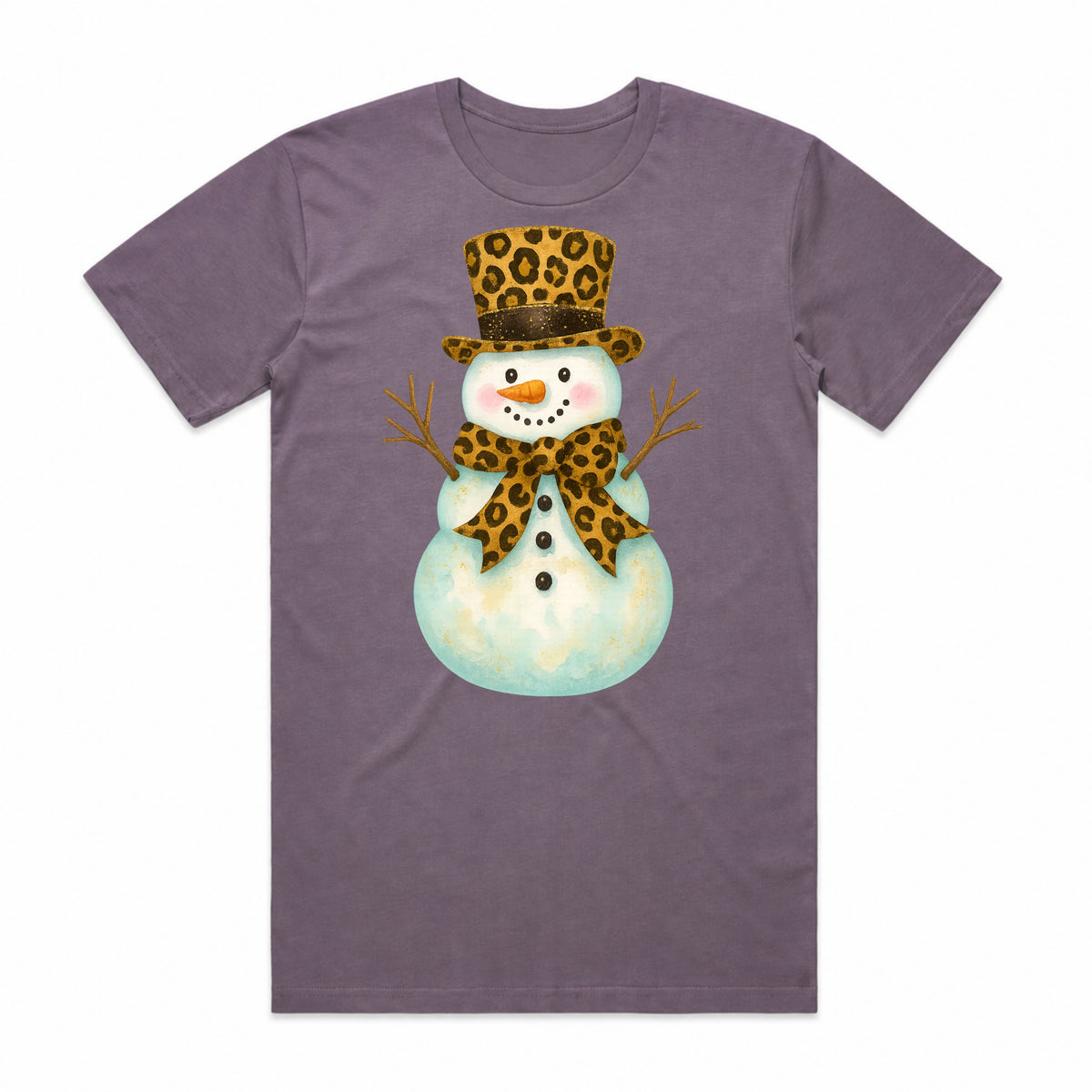 Festive Leopard Print Snowman T-Shirt