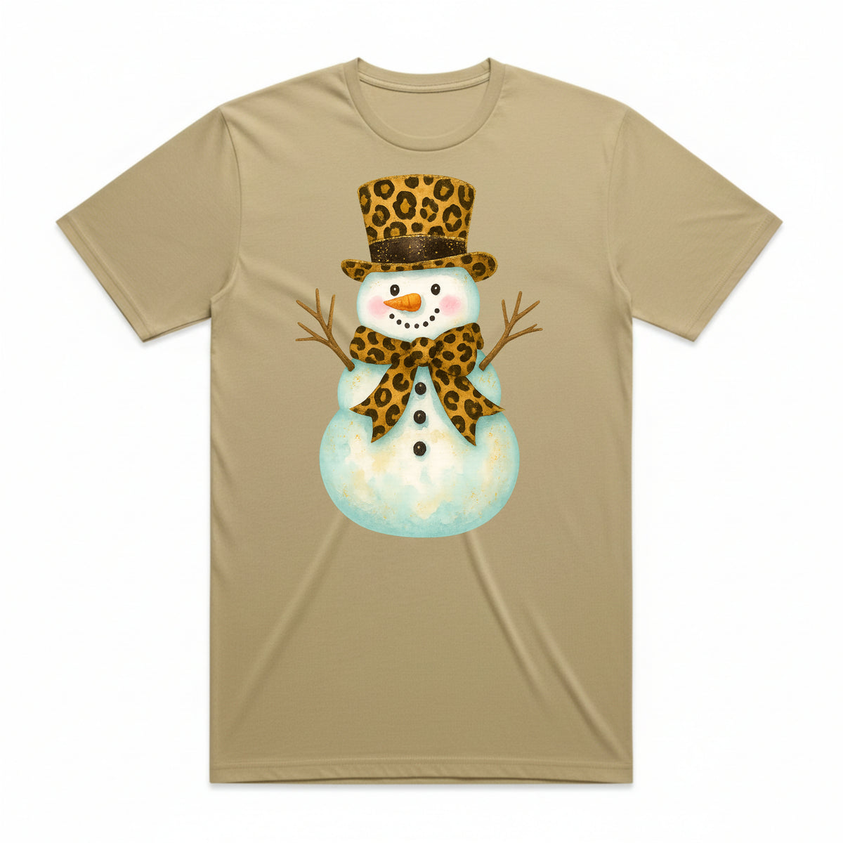 Festive Leopard Print Snowman T-Shirt
