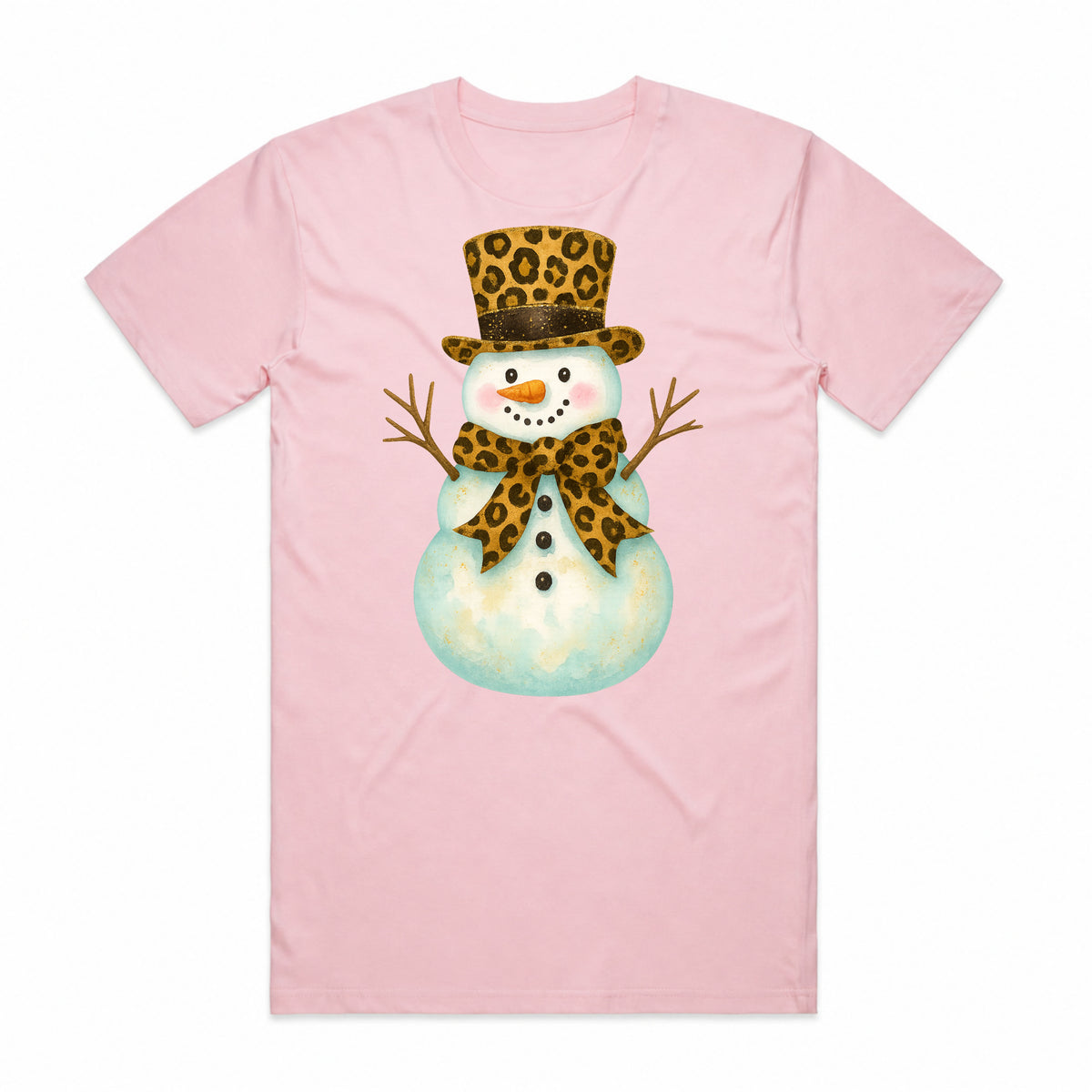 Festive Leopard Print Snowman T-Shirt