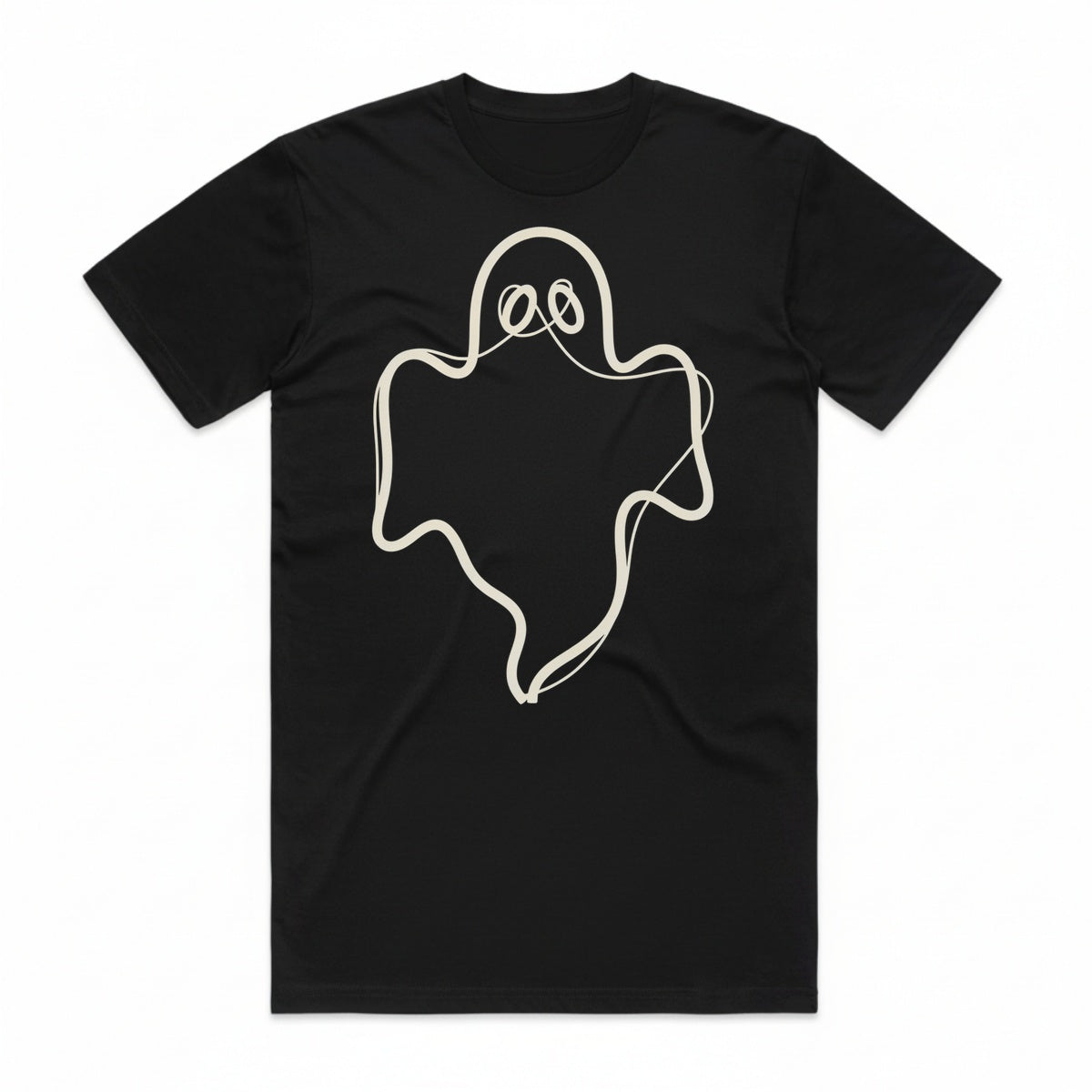 Ghost Outline T-Shirt - Black Cat