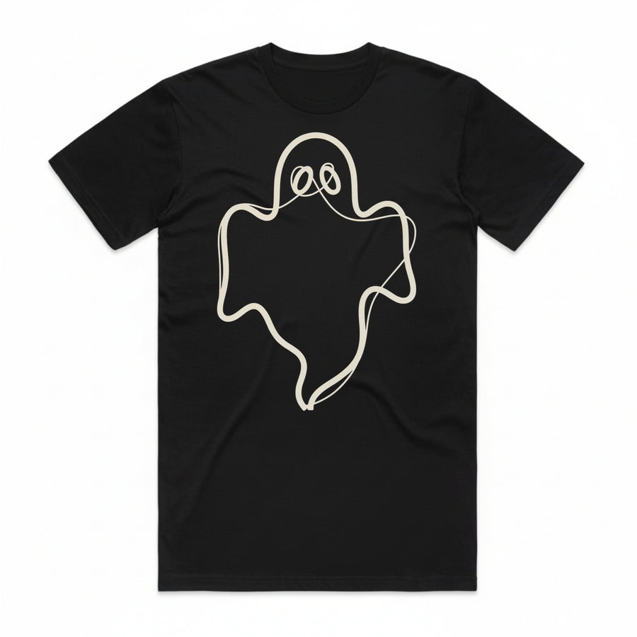 Ghost Outline T-Shirt - Black Cat
