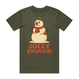 Jolly Enough Snowman Christmas T-Shirt