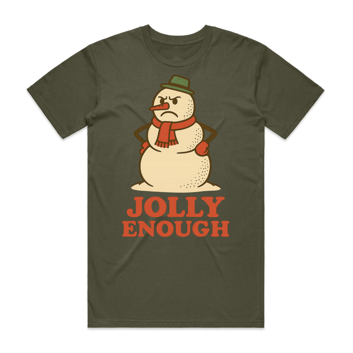 Jolly Enough Snowman Christmas T-Shirt