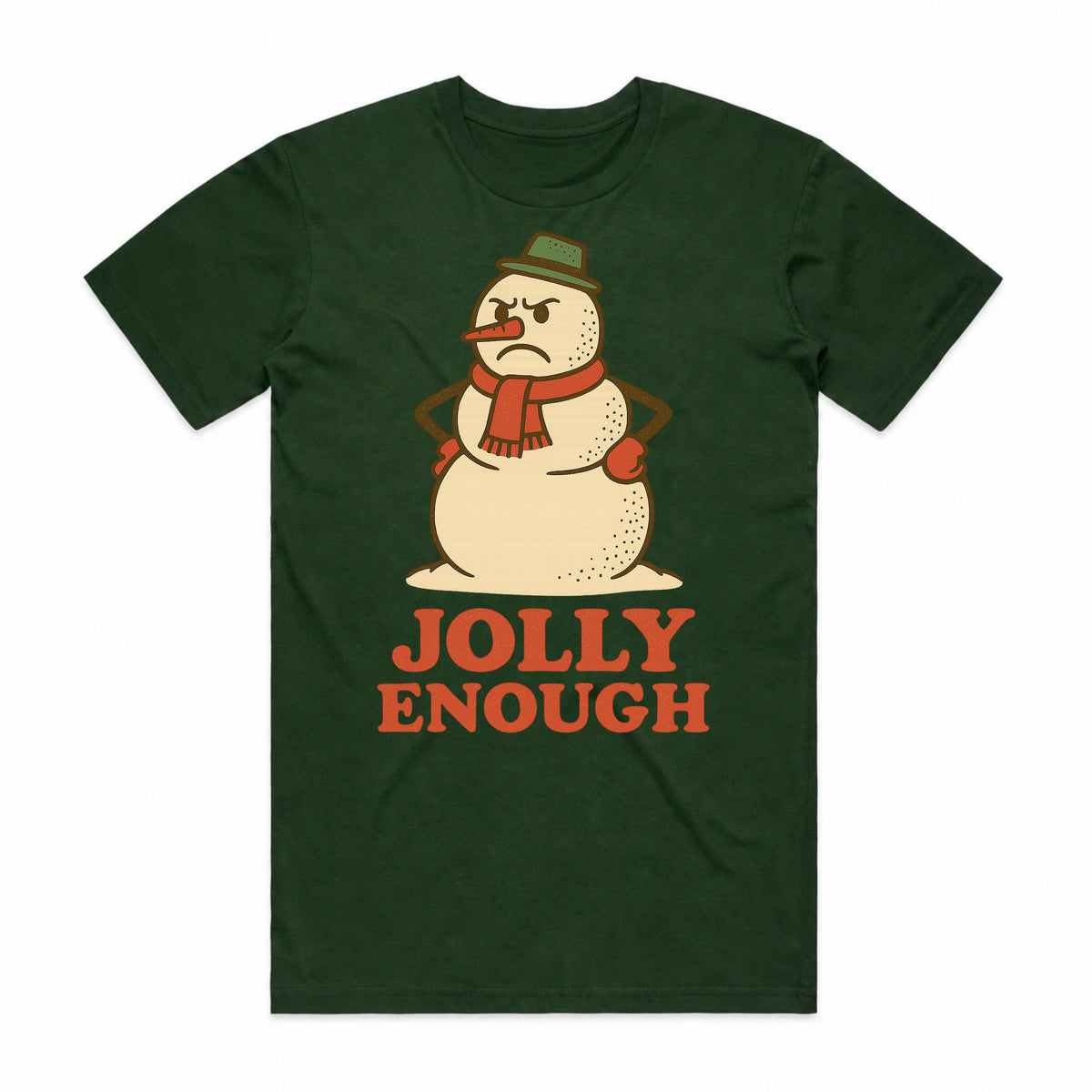 Jolly Enough Snowman Christmas T-Shirt