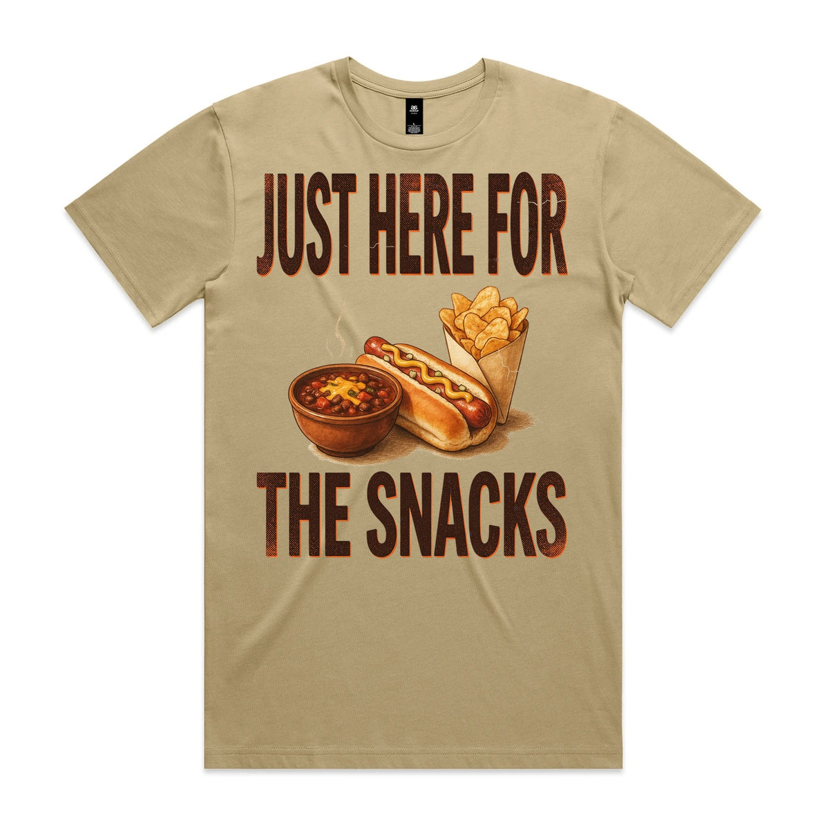 Just Here for the Snacks T-Shirt - Khaki