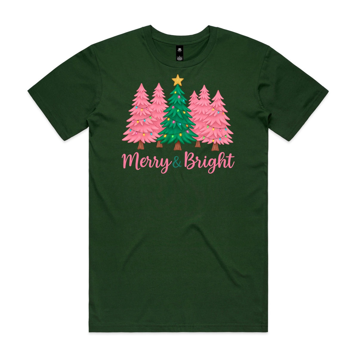 Merry & Bright Pink Christmas Tree T-Shirt