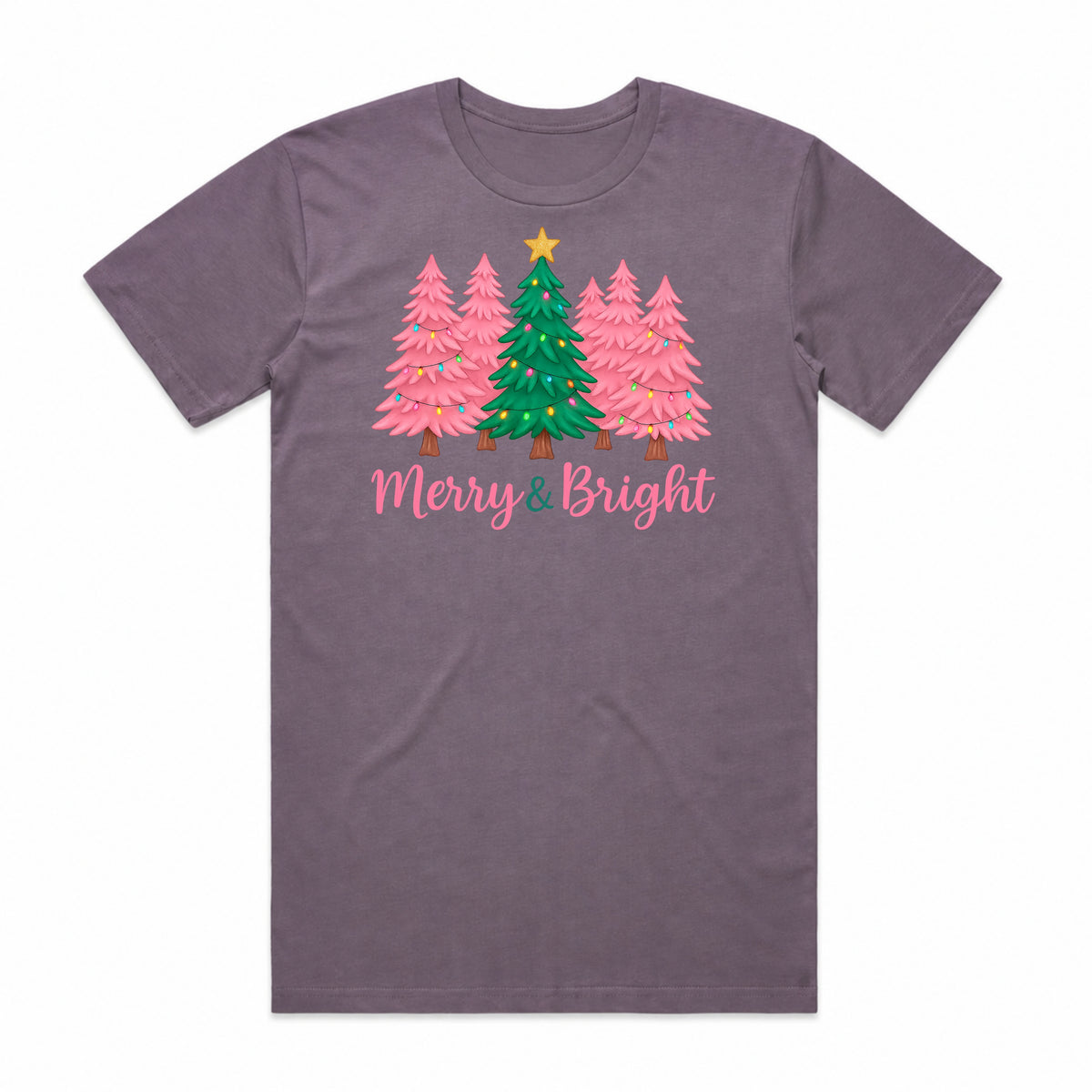 Merry & Bright Pink Christmas Tree T-Shirt