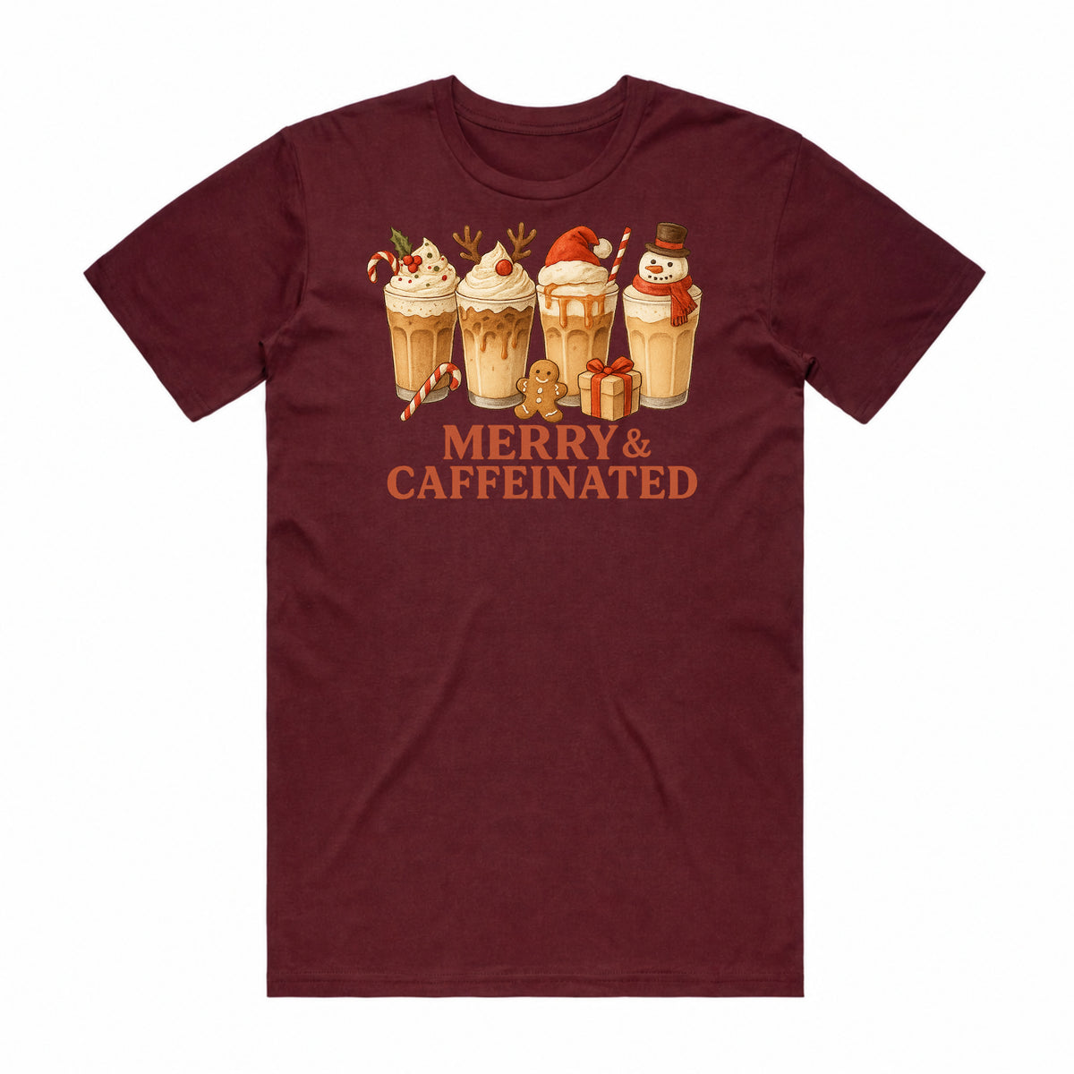 Merry & Caffeinated Christmas Coffee T-Shirt
