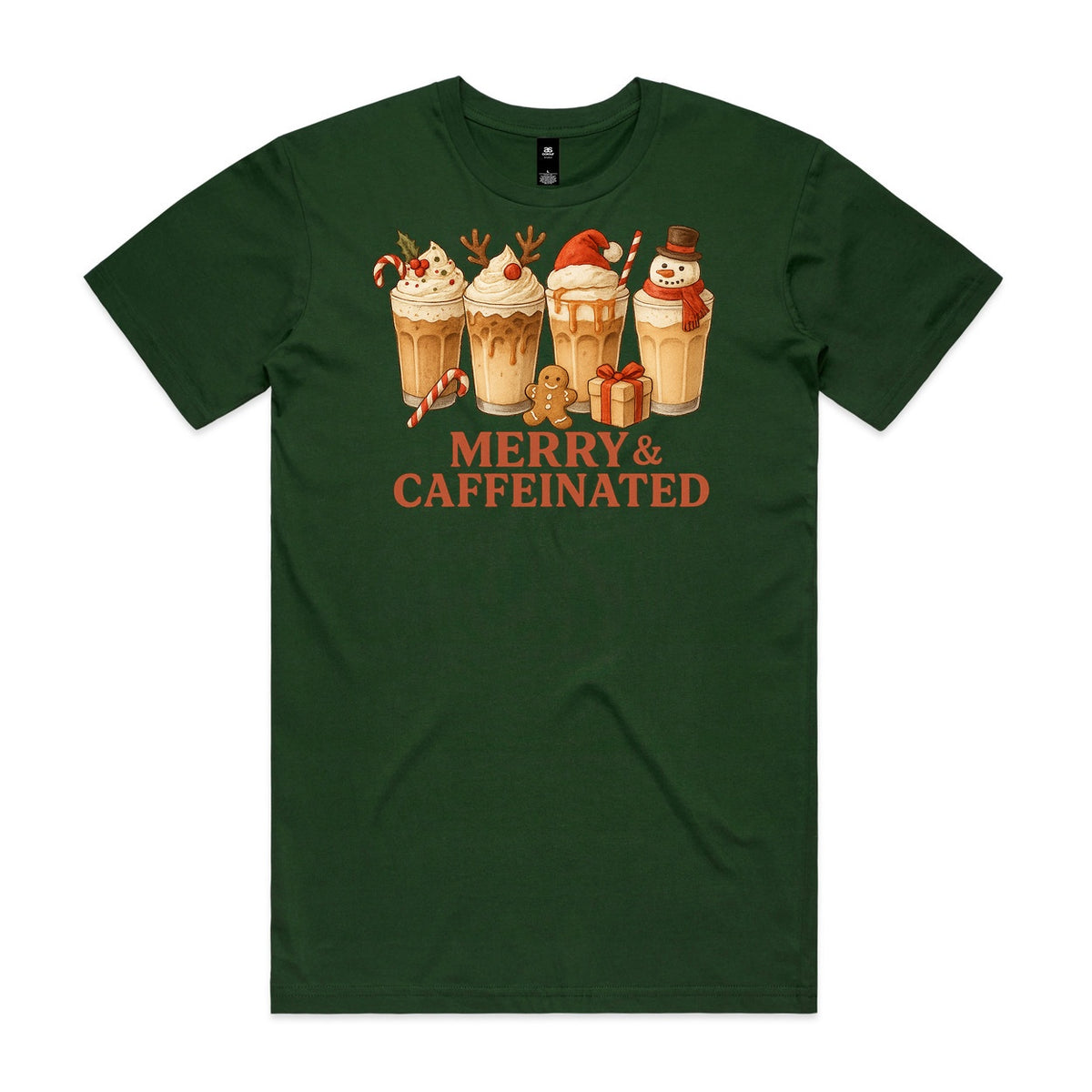 Merry & Caffeinated Christmas Coffee T-Shirt