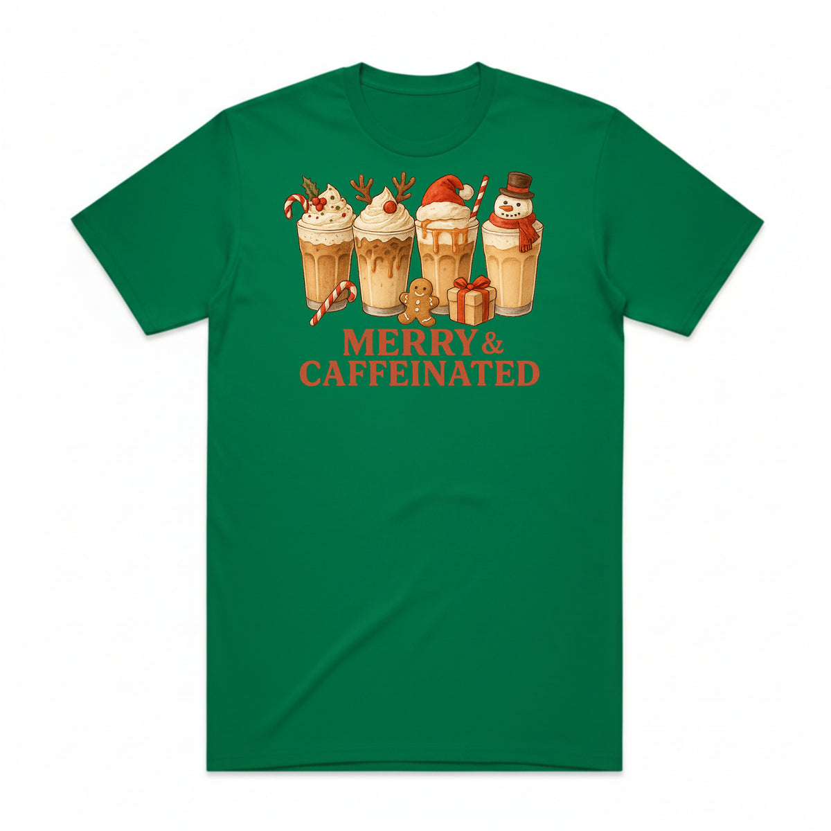 Merry & Caffeinated Christmas Coffee T-Shirt