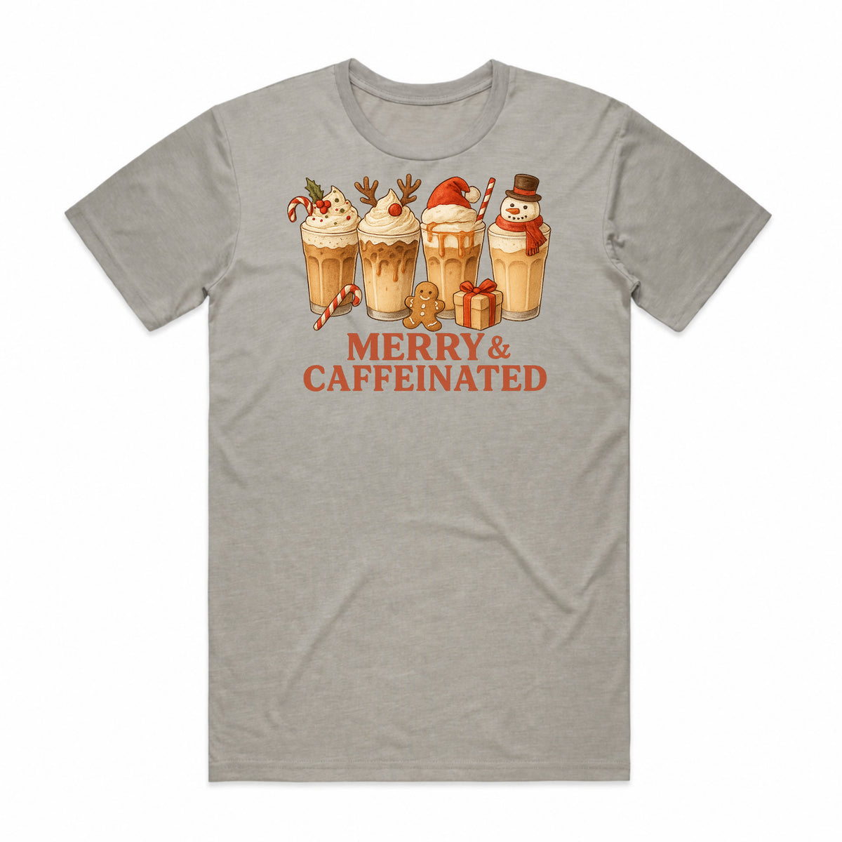 Merry & Caffeinated Christmas Coffee T-Shirt