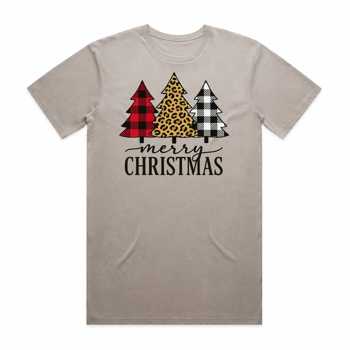 Merry Christmas Plaid Leopard Trees T-Shirt