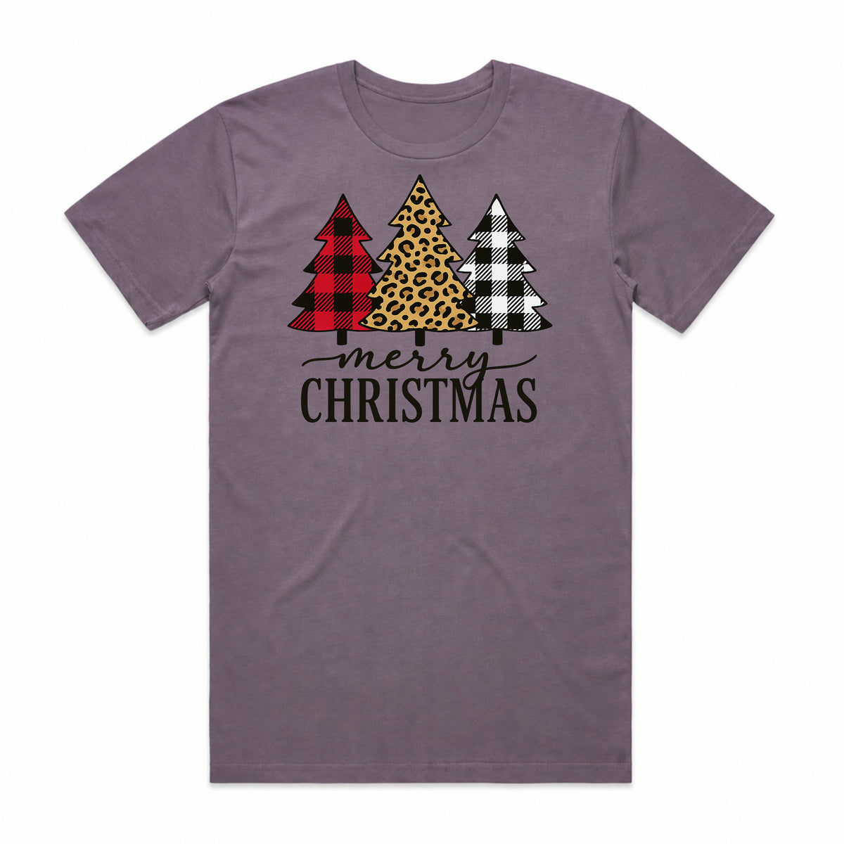 Merry Christmas Plaid Leopard Trees T-Shirt