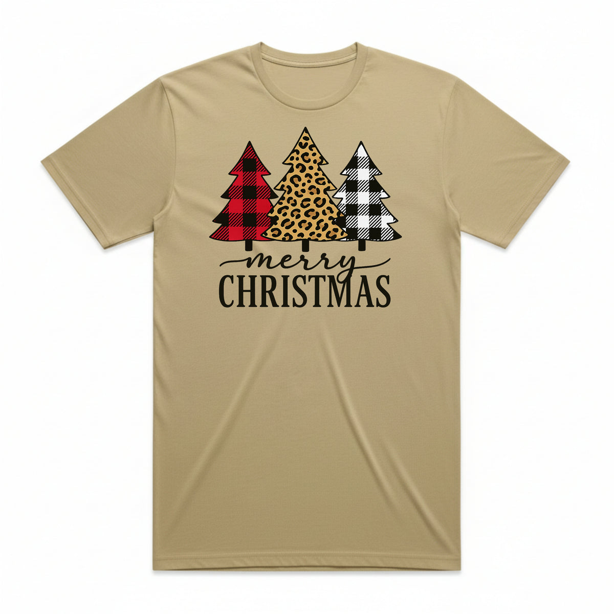 Merry Christmas Plaid Leopard Trees T-Shirt