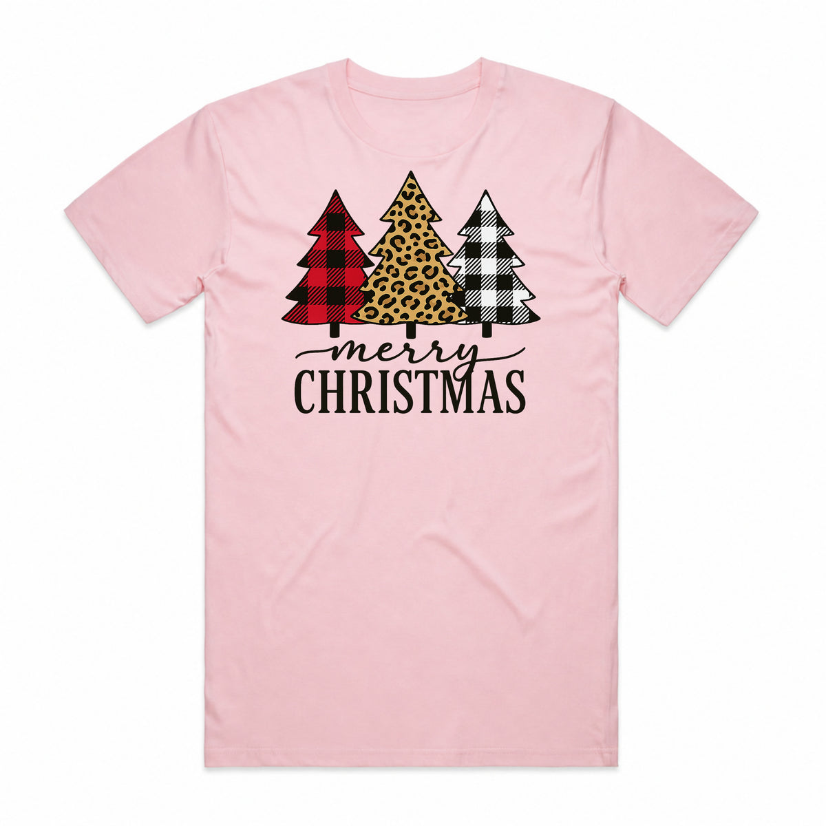 Merry Christmas Plaid Leopard Trees T-Shirt