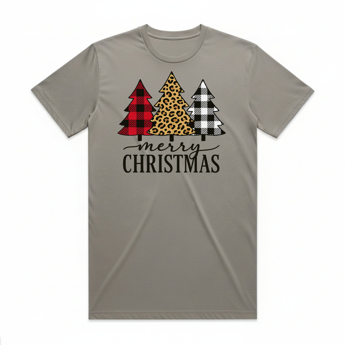 Merry Christmas Plaid Leopard Trees T-Shirt