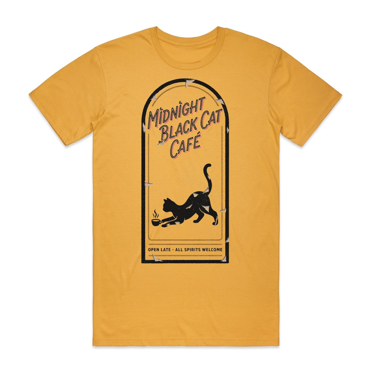 Midnight Black Cat Cafe T-Shirt - Candy Corn