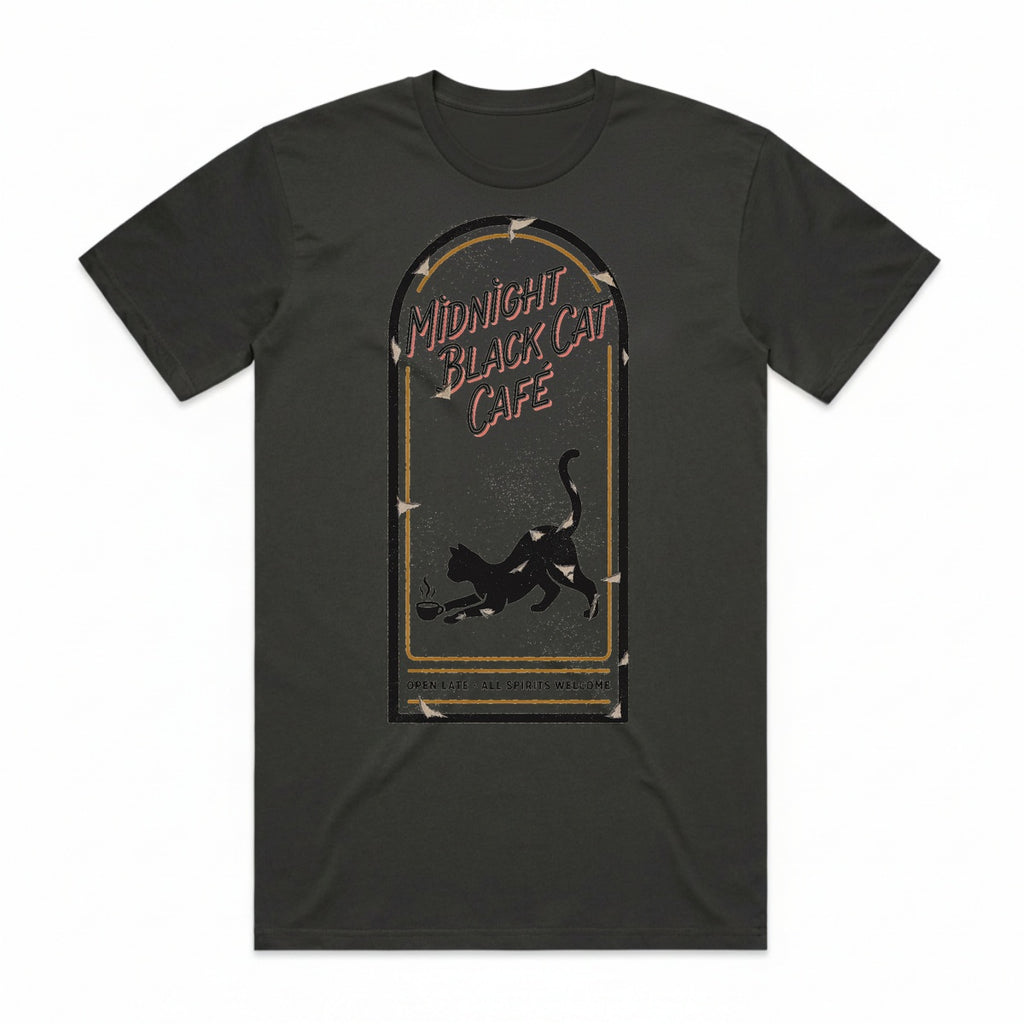 Midnight Black Cat Cafe T-Shirt - Cooled Coals