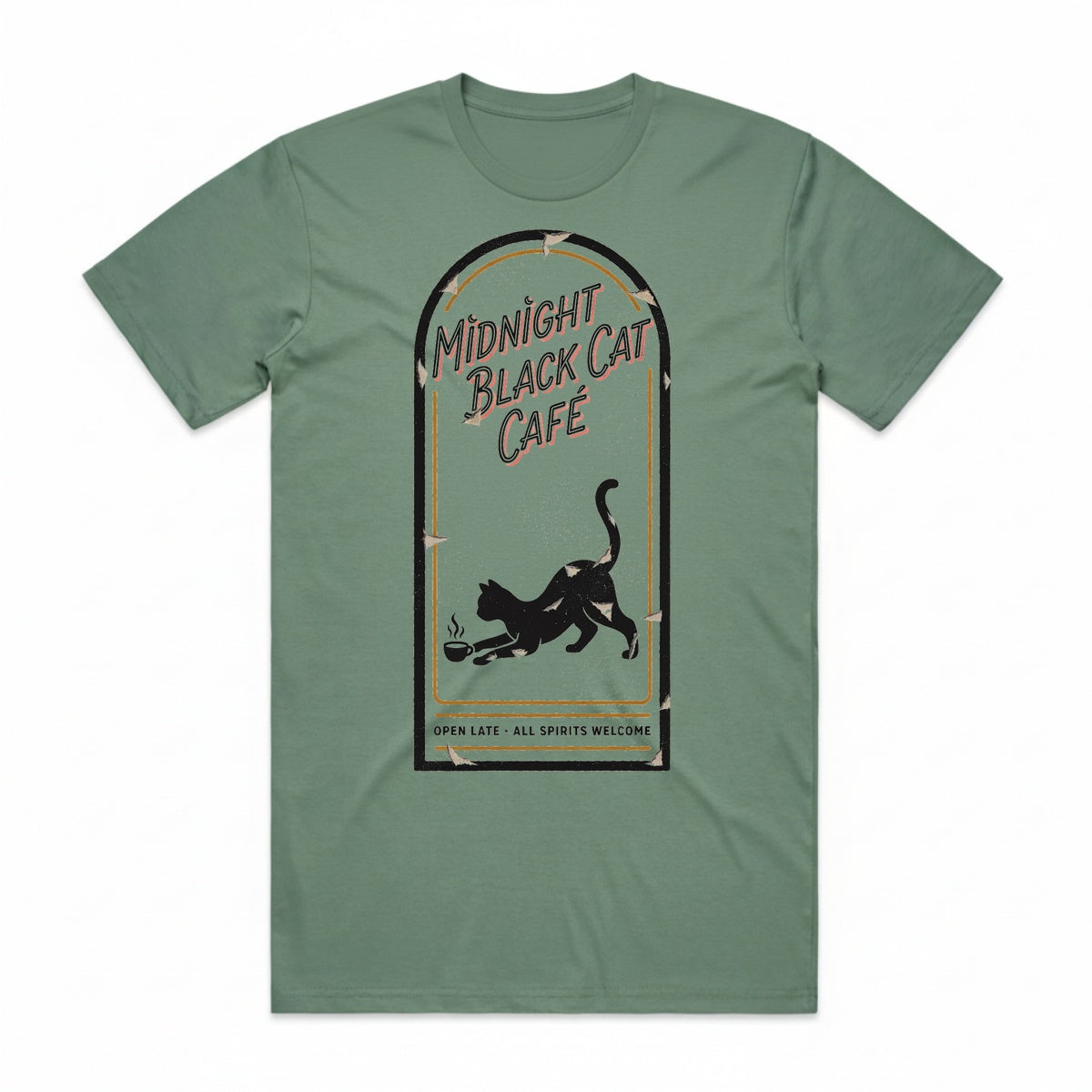 Midnight Black Cat Cafe T-Shirt - Swamp Zombie