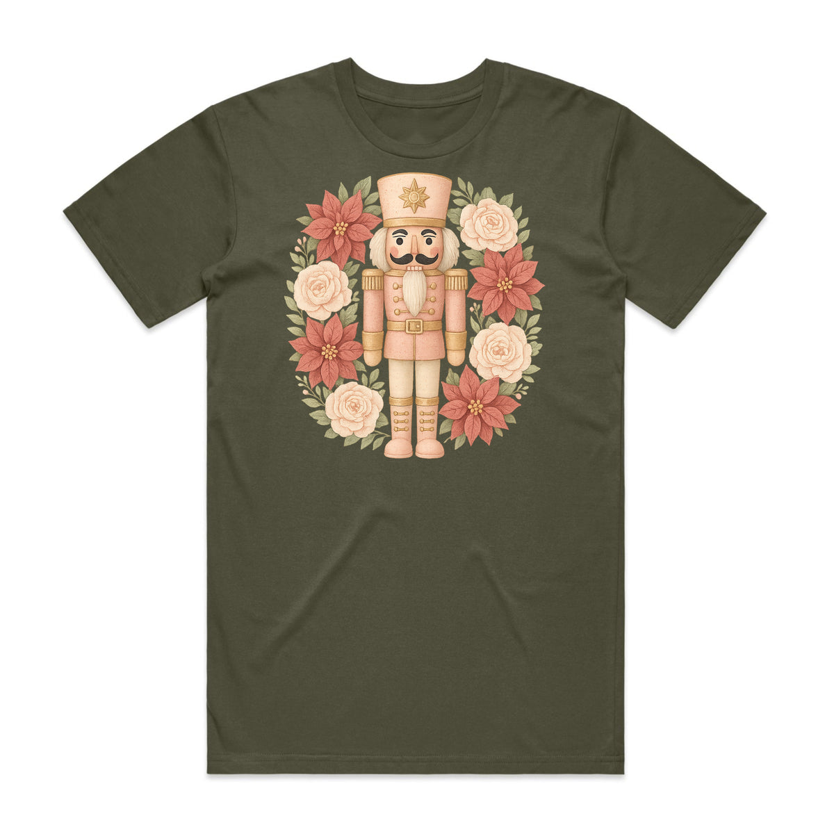 Nutcracker Poinsettia Wreath T-Shirt