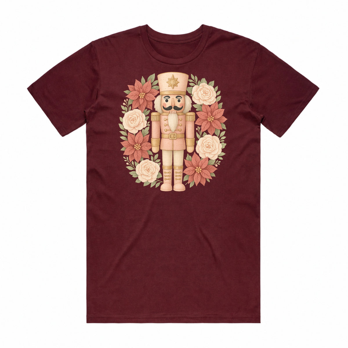 Nutcracker Poinsettia Wreath T-Shirt