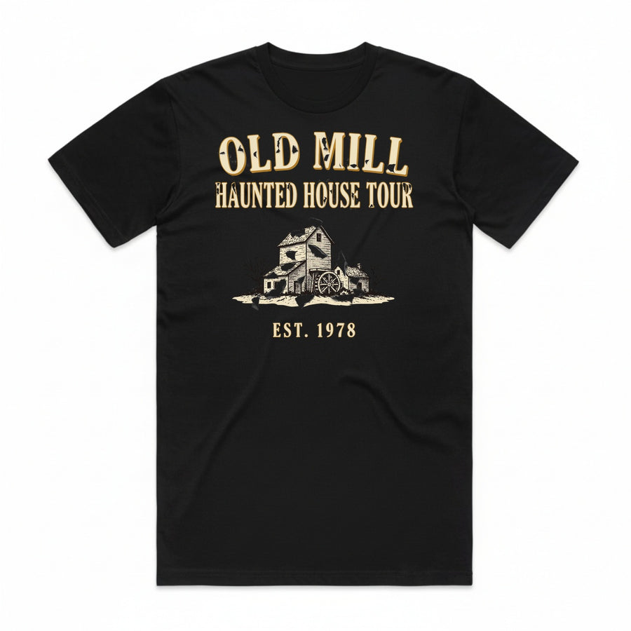 Old Mill Haunted House Tour T-Shirt - Black Cat